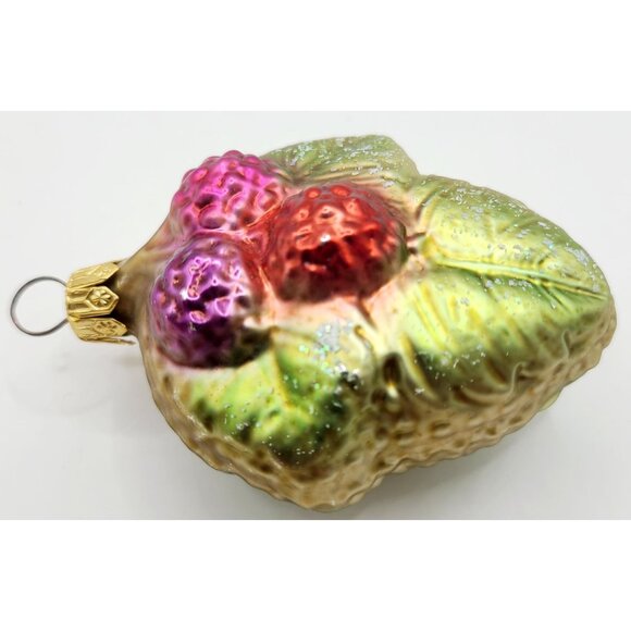 Christopher Radko Glass Fig Ornament Hand-Painted Berry Design Gold Christmas 3" - Picture 3 of 6